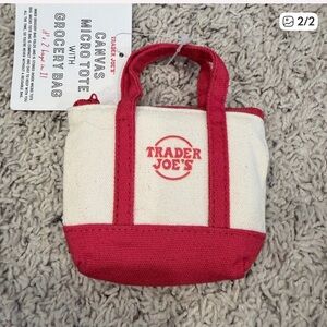 Trader Joe's Canvas Micro Tote Bag - Red and White